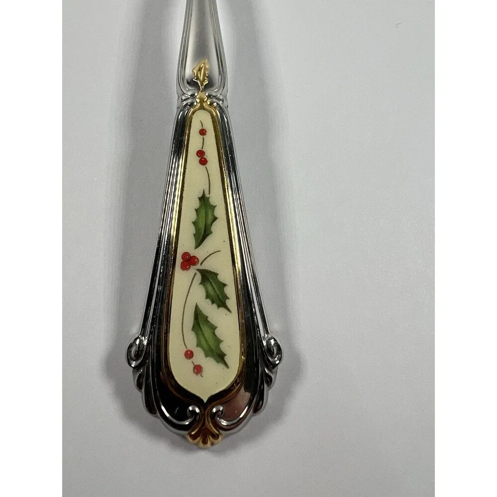Lenox HOLIDAY Stainless Pastry Server 18/8 Japan Gold Accent Off White - 10